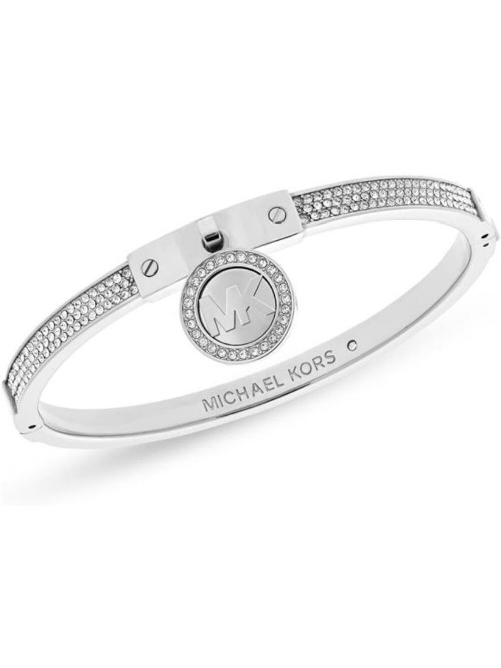 Michael Kors Silver-Tone Logo Pavé Bangle